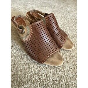 L'ARTISTE Spring Step Millie Boho Heel Slingback Sandals Tan Leather EU 40 US 9